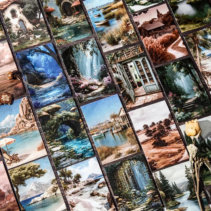 1 Roll/2 Roll Countryside Afternoon Series 6 Designs Vintage Decoration Materials DIY Scrapbook Base Washi Landscape Tape