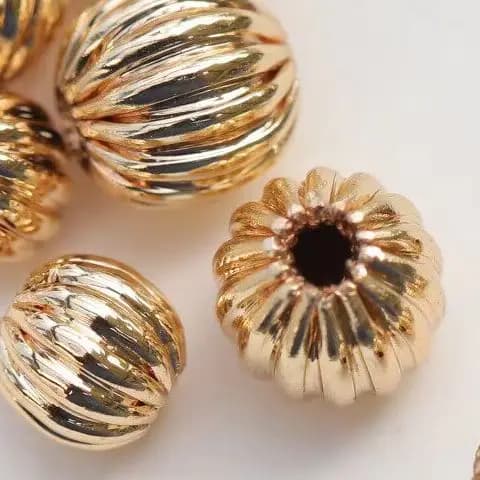 Brass Gold Plated Hollow Watermelon Beads Spacer Beads Loose Beads for Jewelry Making DIY Bracelet Necklace Accessories