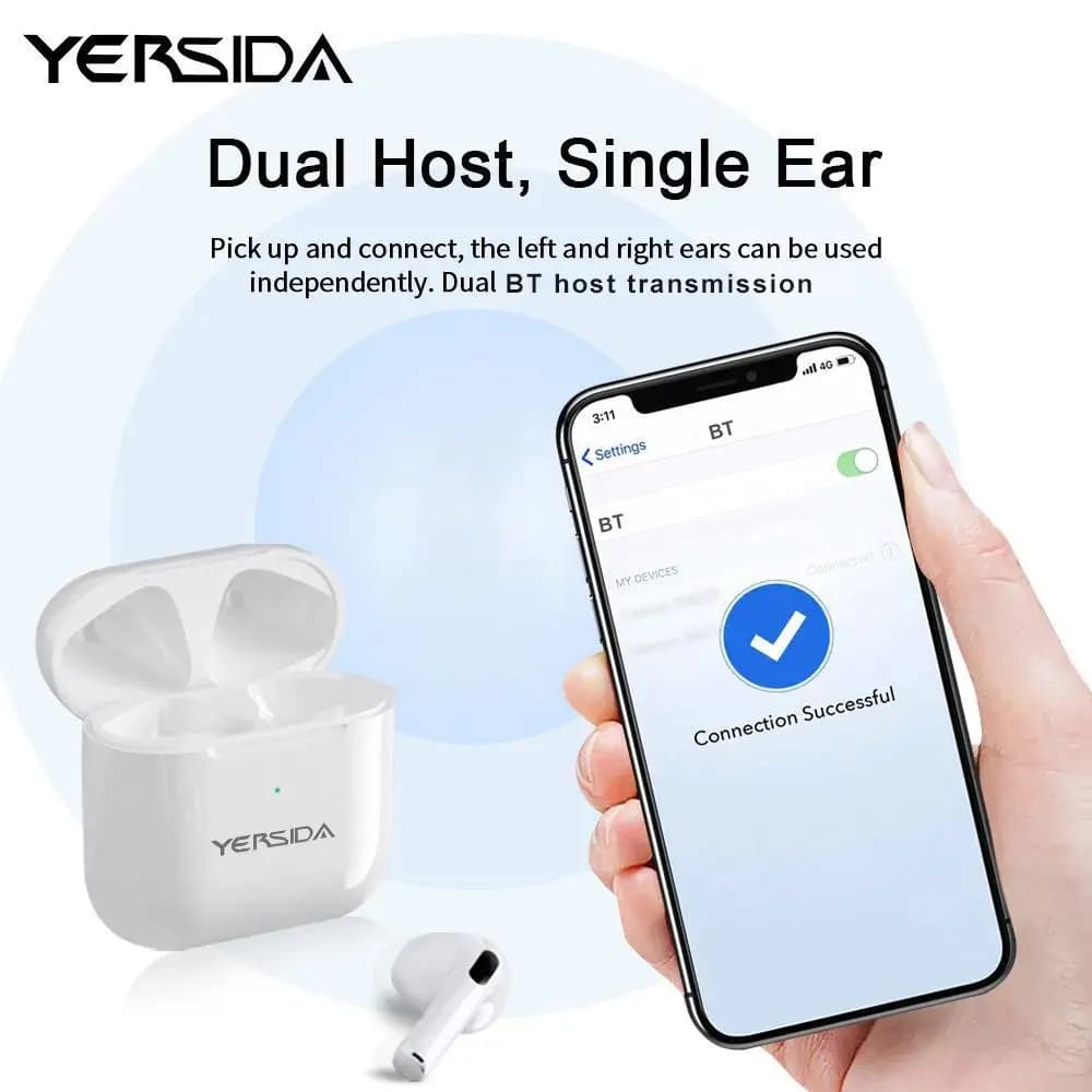 Cuffie YERSIDA HT18 TWS Cuffie Bluetooth wireless con doppi microfoni per chiamate ad alta definizione sono adatte per giochi