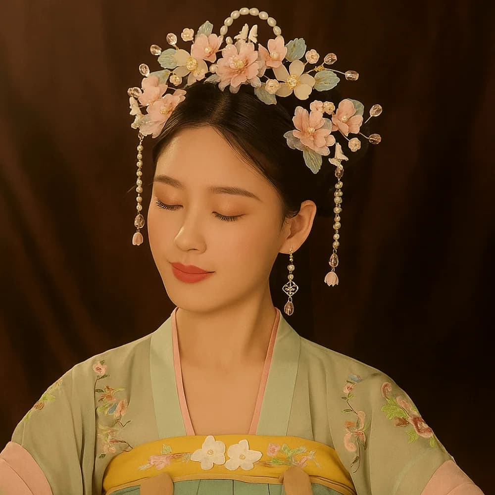 Ancient Style Chinese Style Hairpin Set Tassel Earrings Hanfu Hair Stick Headwear Pearl Flower Hair Comb Hair Accessories