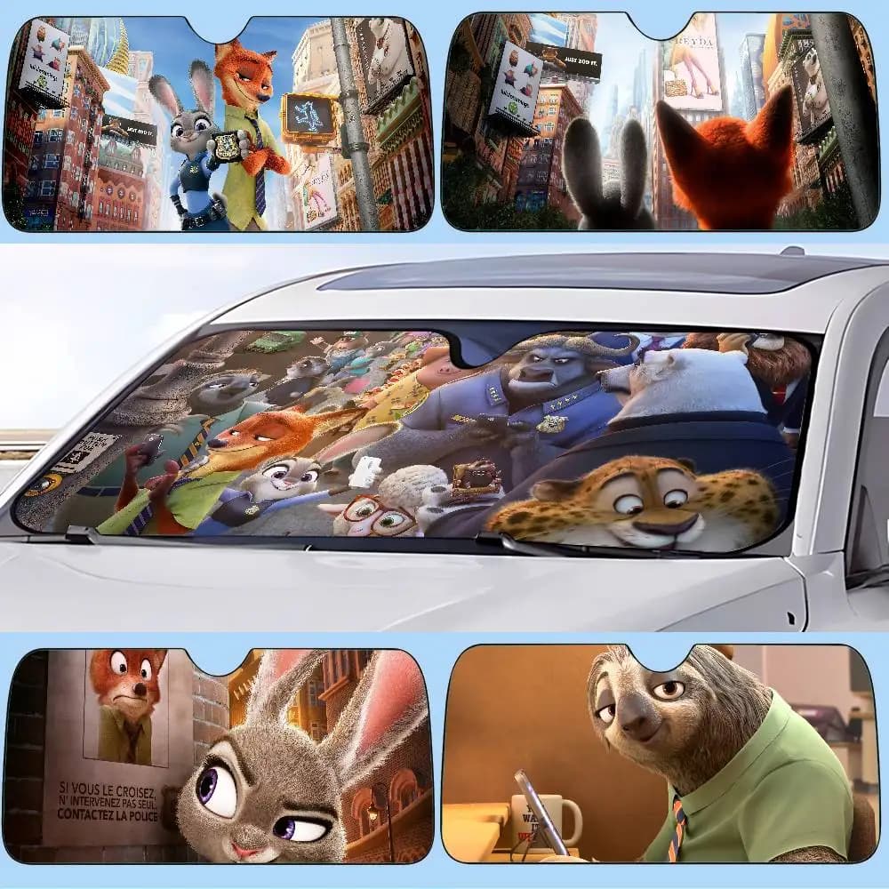 Zootopia Coppie Per Auto Parasole Parabrezza Divertente Parasole Pieghevole UV Ray Visiera Parasole Protezione Parasole Per Finestra Anteriore