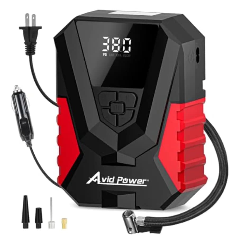 Compressore d'aria portatile per gonfiaggio pneumatici AC/DC, gonfiatore automatico con manometro 12V 110V, piccolo compressore d'aria, pompa d'aria portatile