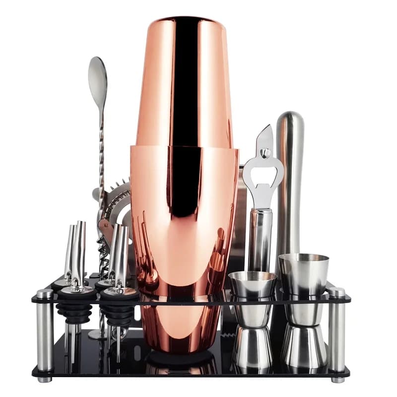 1-14 Pz/set 600ml 750ml In Acciaio Inox Cocktail Shaker Mixer Drink Barman Browser Kit Bar Set Strumenti Con Wine Rack Stand