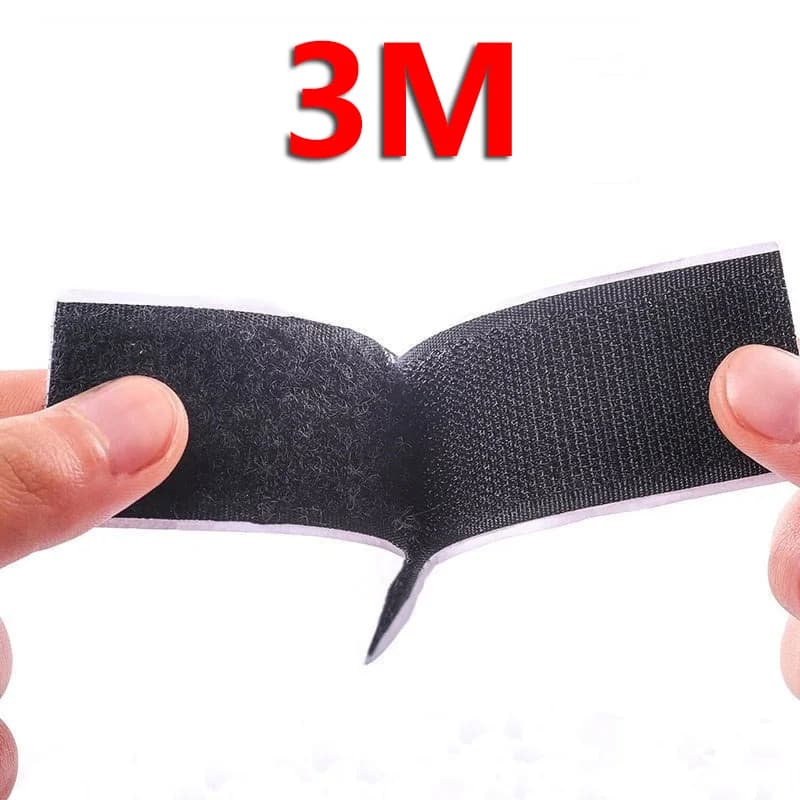 20mm Magic Sticker Tape Self Adhesive Extra Strong Double Sided Adhesive with Sticker Pad Fluffy Hook and Loop Fastener Black