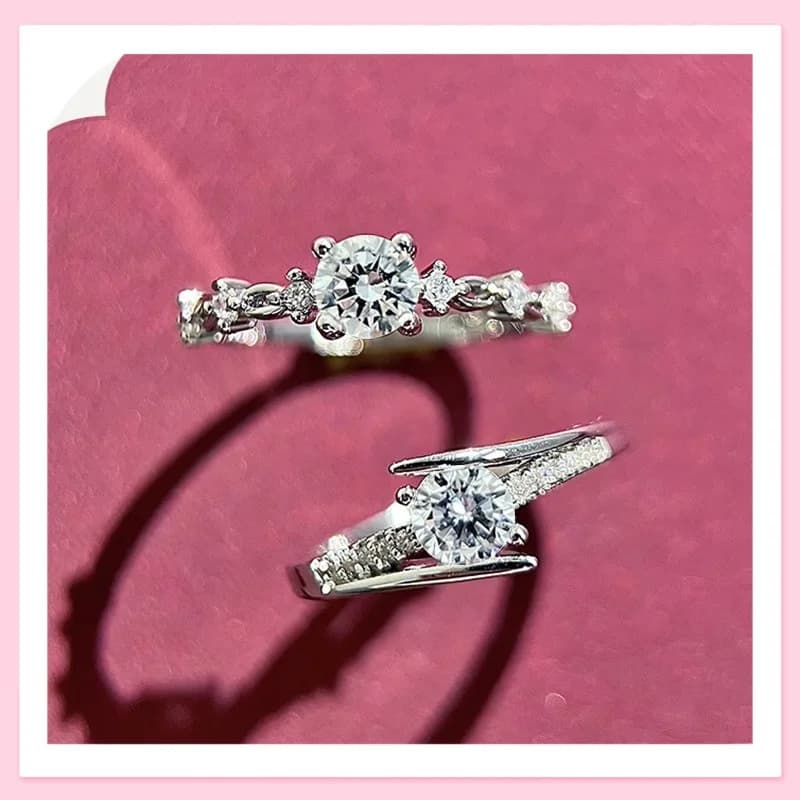 Anello di Fidanzamento Popolare con Moissanite Imitata, Design Semplice e Lussuoso, Otto Cuori e Otto Frecce