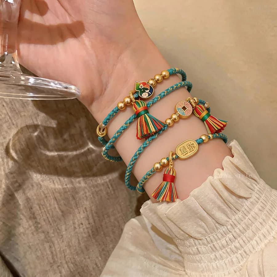 Multi-style Braided Rope Bracelets Women Adjustable Woven Colorful Tassel Bangles Dragon Boat Festival Holiday Lucky Jewelry K
