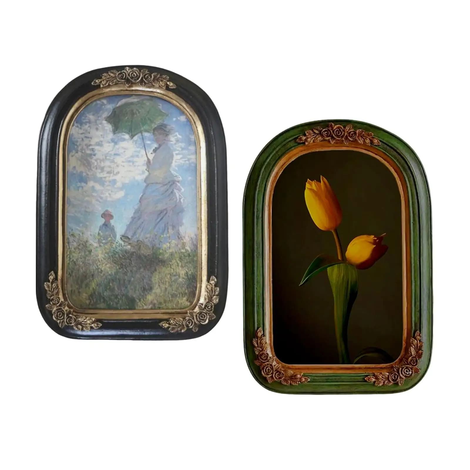 Round frame for display of stylish table polyresin images for multiple occasions for office
