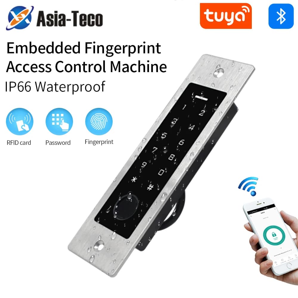 Tuya | Intelligent Biometric Access Controller and fingerprint reader IP65 | Hidden wall installation
