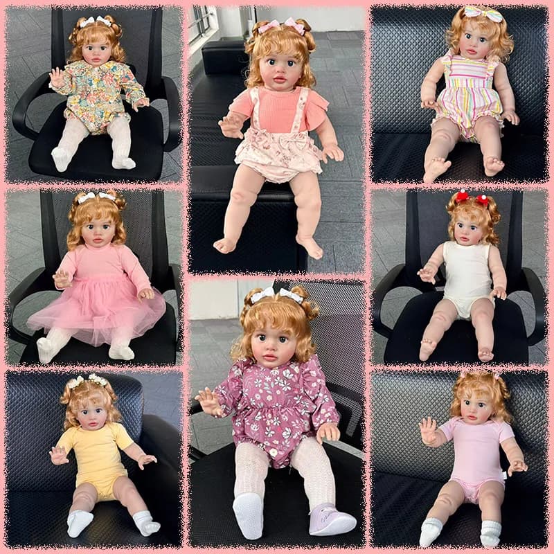 25Inch Multiple Styles Choose Hand-Rooted Golden Curls Hair Lifelike Pretty Pippa Cute Reborn Doll Multiple Layers Painting Skin