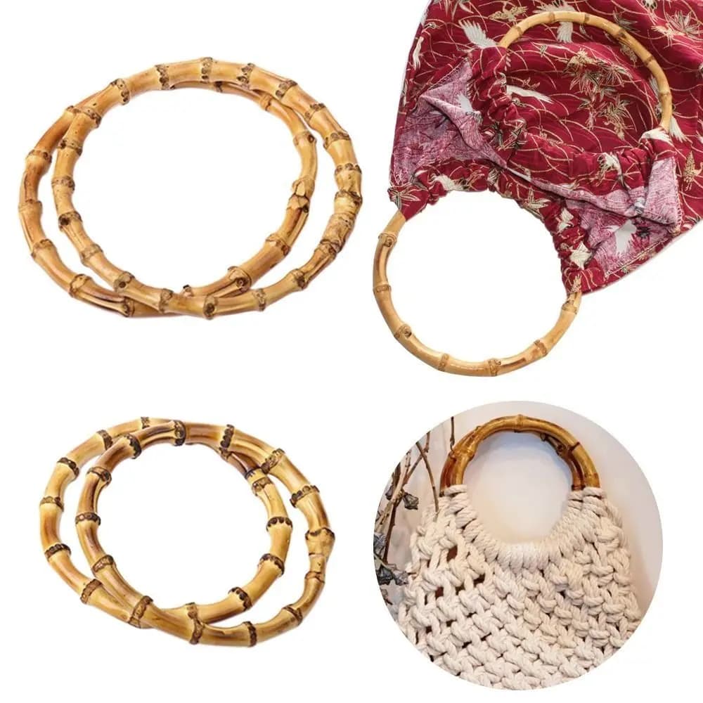 1Pc Handmade Handbag Replacement Handles DIY Tote Purse Bag Frame Round Shape Bamboo Bag Handles Making Bag Accessories
