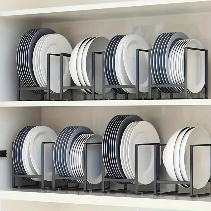 Organizzatore Verticale in Acciaio Inox per Utensili da Cucina, Porta Piatti, Ciotole e Tazze, Accessorio per Armadietti e Ripiani