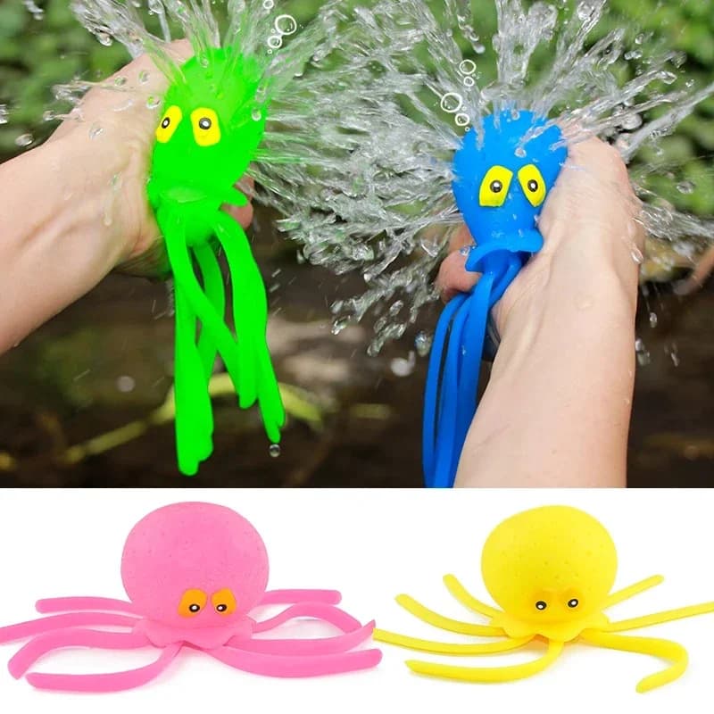 Polpo che assorbe l'acqua Giocattolo da bagnetto per bambini Spugna Absorbente d'acqua Polpo Spremere Giocattolo per ridurre lo stress Giocattolo d'acqua estivo per bambini
