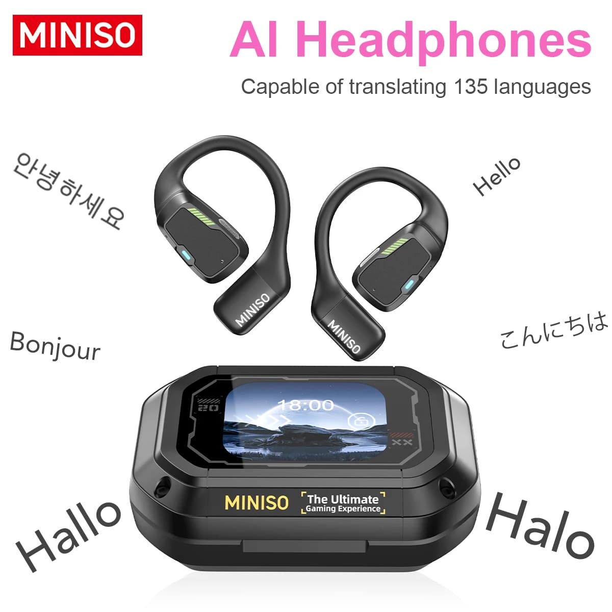 Translator Headset MINISO M98 AI Wireless Headphones Office Chat ASMR Headphones APP DIY Headphones AI Wireless Headphones with Mi