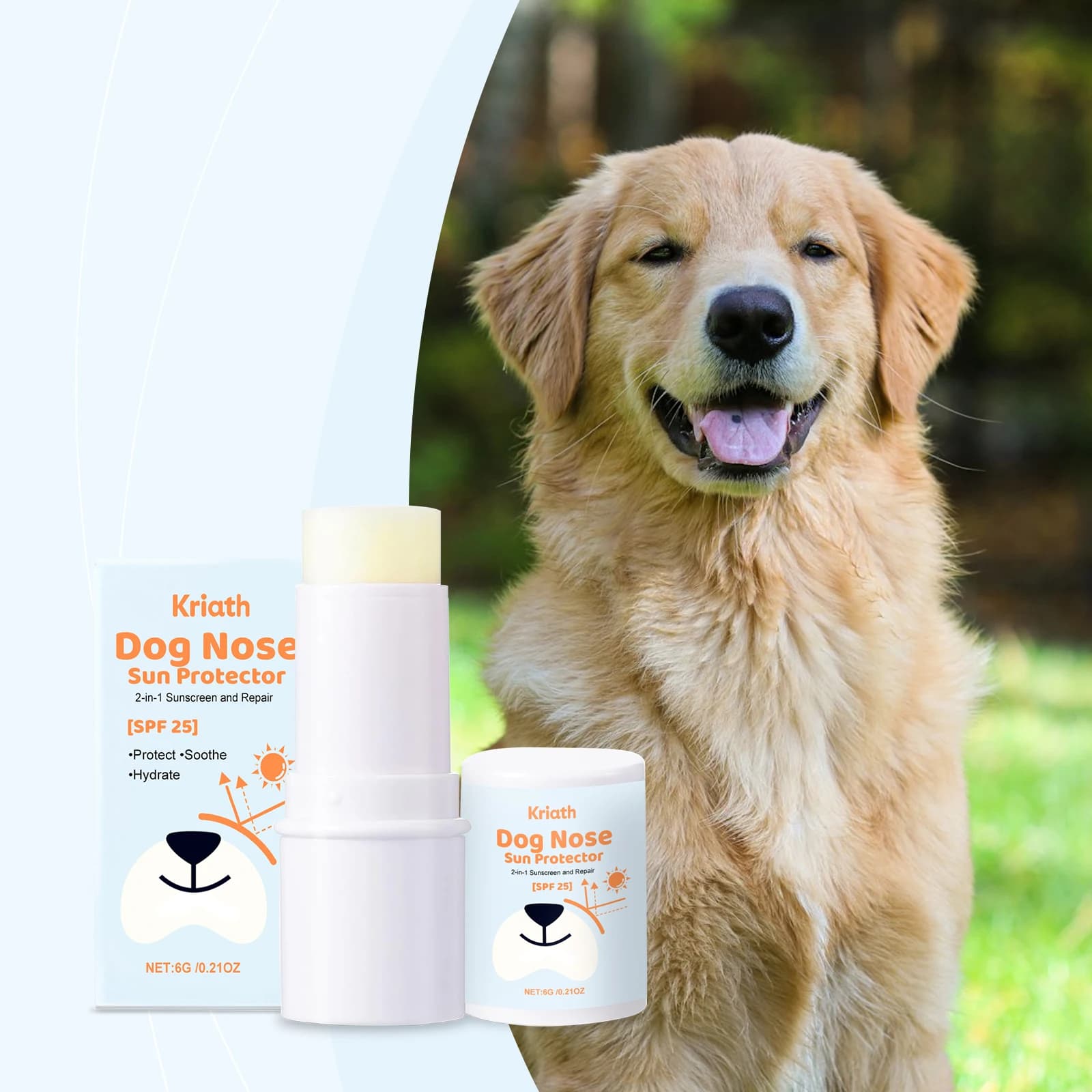 Kriath Crema protettiva per il naso del cane Cura delicata con burro di karitè e protezione UV alla vitamina E per animali domestici all'aperto