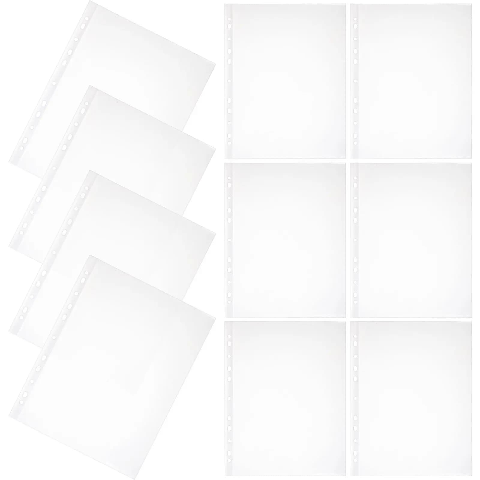 100Pcs Clear Page Protectors Transparent Plastic Sheet Sleeves for A4 Loose Leaf File Folders Document Storage