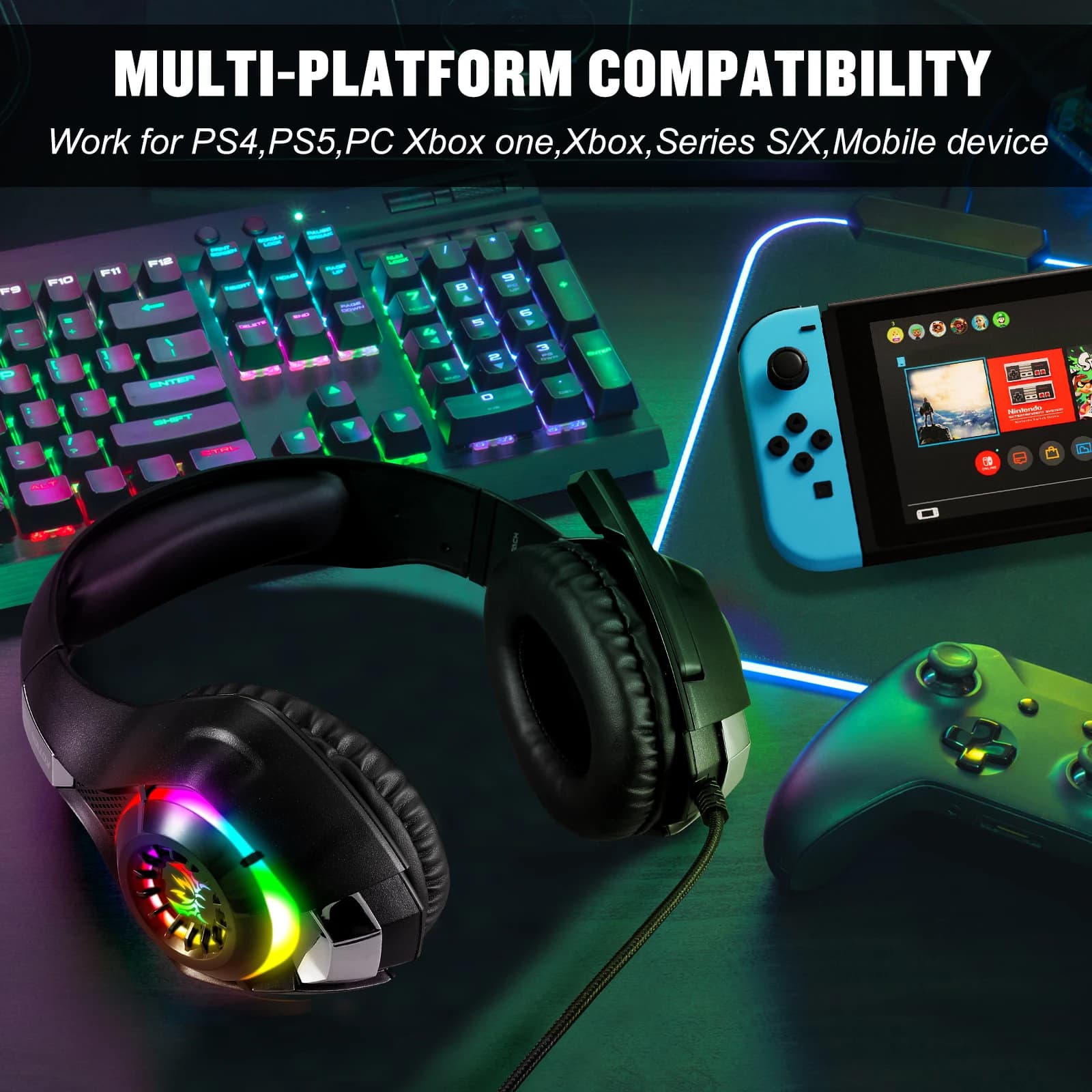 Cuffie da gioco cablate Cuffie da gioco per PC da 3,5 mm Auricolari con microfono Surround ENC per computer PS4 PS5 Xbox Bass Stereo