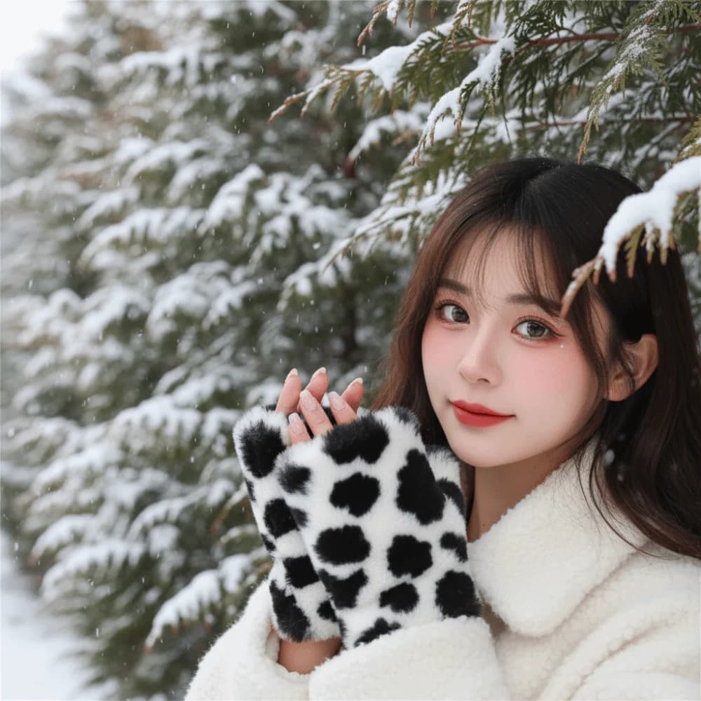 Thickened Fingerless Furry Gloves Elastic Cuff Skin Friendly Faux Fur Handwarmer Fluffy Texture Warm Keeping Wrist Sleeve Teens