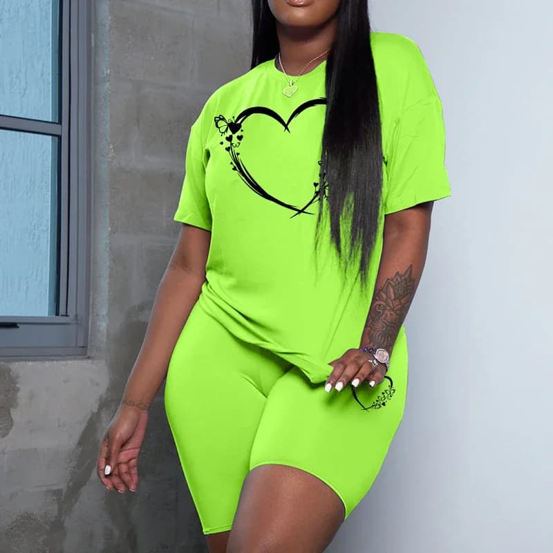 New Trend Sporty Clothing Women's Summer, Set 2 Pieces with Round Neck T-shirt and Shorts, Outfit Casual Versatile for Home and Open Activity