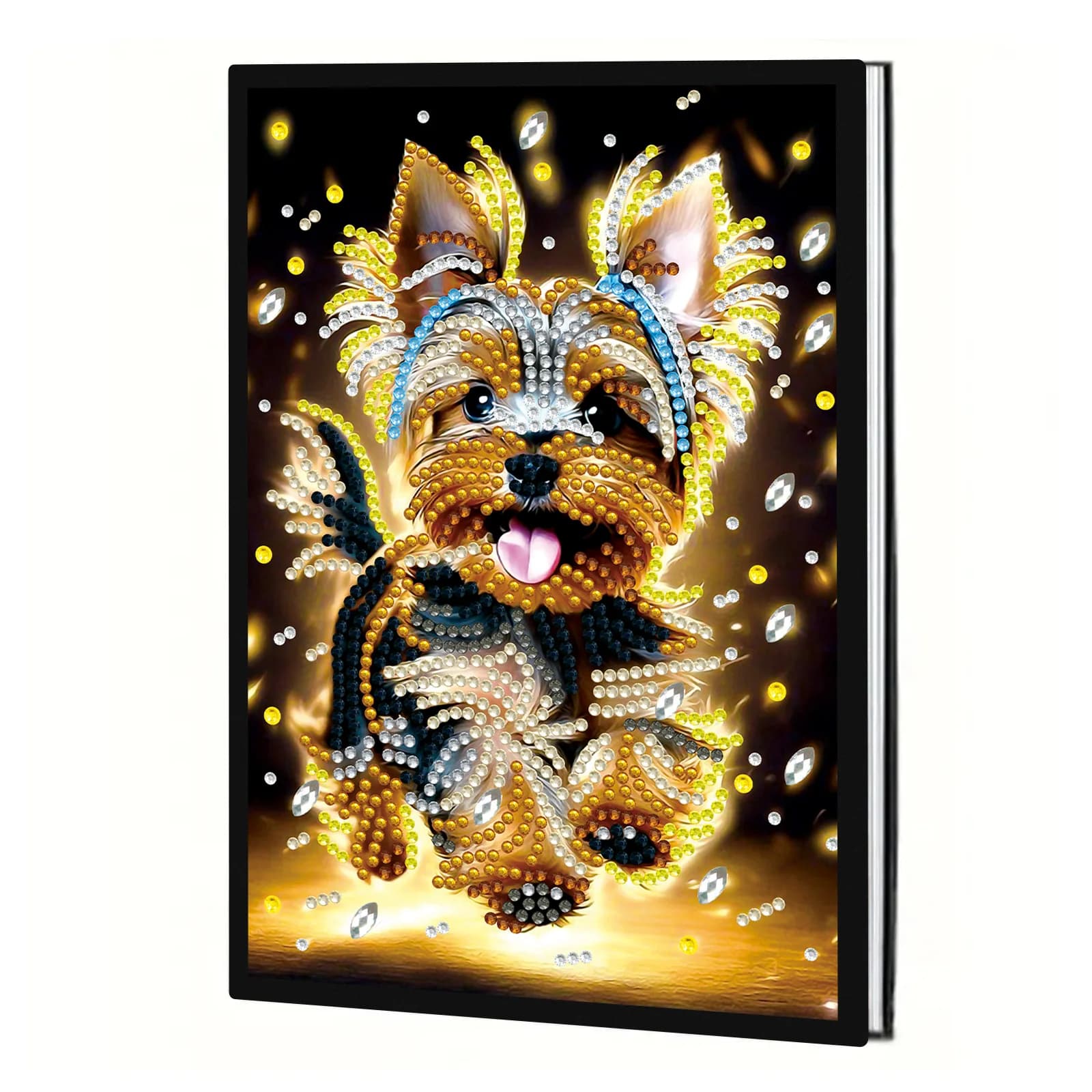 Kit di quaderni con pittura artistica con diamanti per adulti, quaderno con cuccioli felici, punti artistici con diamanti a forma speciale per regalo artistico creativo per ufficio