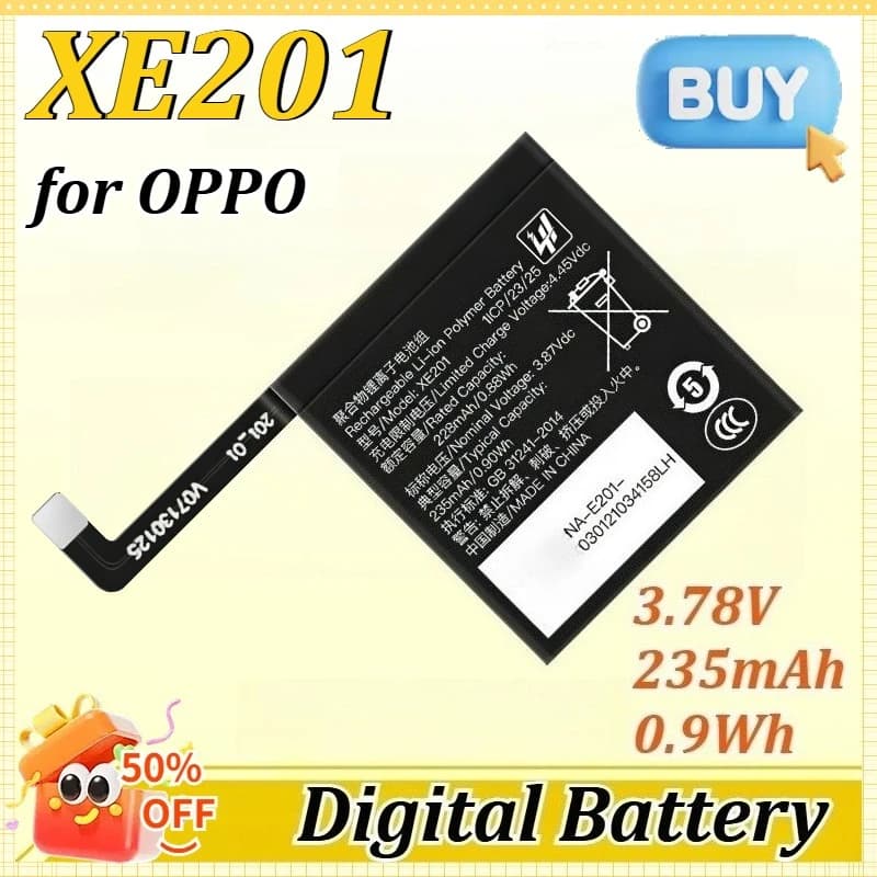 Batteria XE201/XE906/XE910 3.78V 235mAh 0.9Wh/430mAh 1.66Wh/300mAh 1.16Wh per OPPO 41mm 46mm Batterie a lunga durata per smartwatch