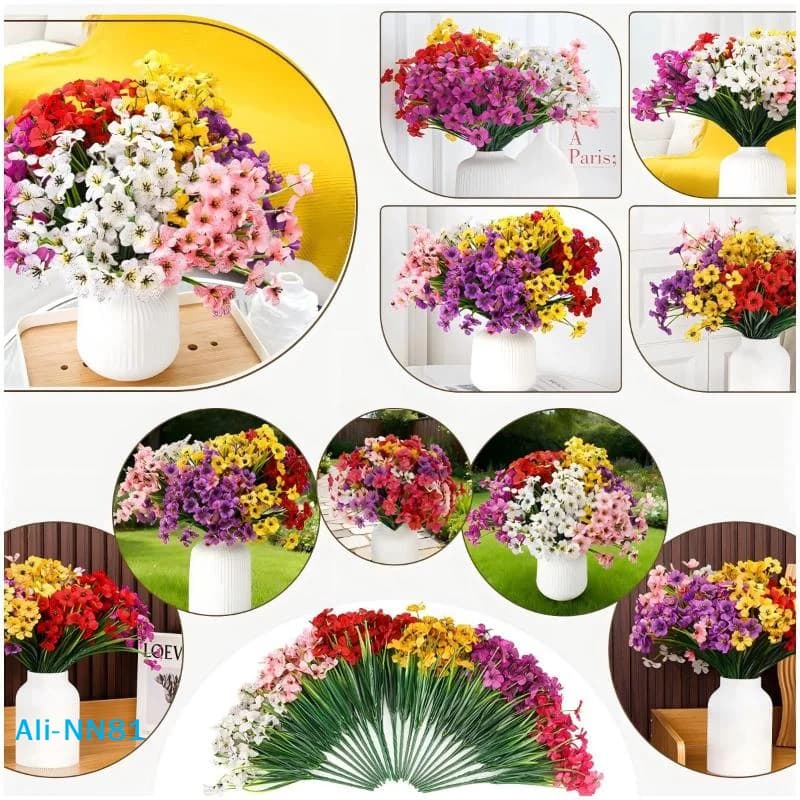 【N】5 pezzi di fiori viola artificiali, bouquet di piante finte per la decorazione di casa, giardino, matrimoni, decorazioni per feste interne ed esterne