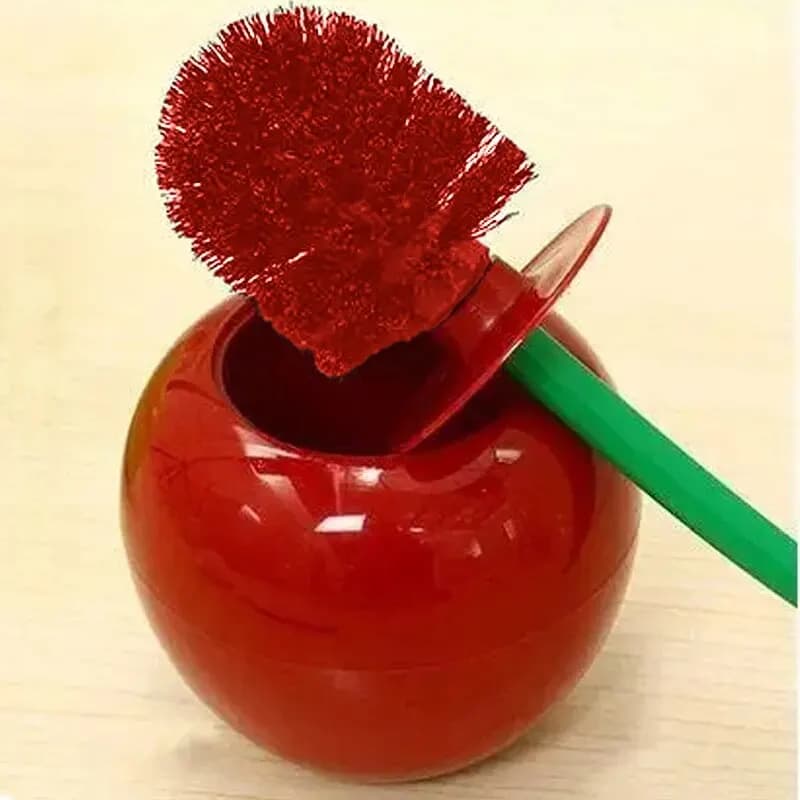 Set di spazzole e porta spazzole per WC rosso ciliegia – Accessorio moderno per il bagno con base pesante, design anti-schizzi