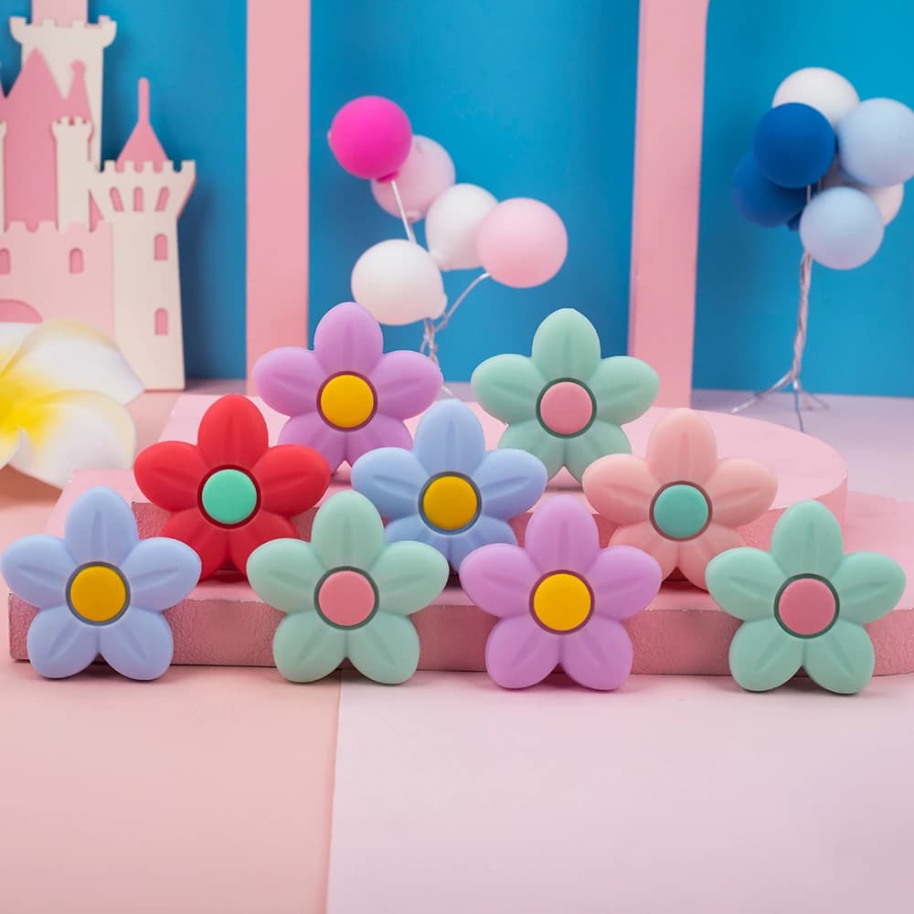 5 pezzi di cartoni animati per barche a vela, fiori, perline in silicone, accessori fai da te, creazione di gioielli, collane