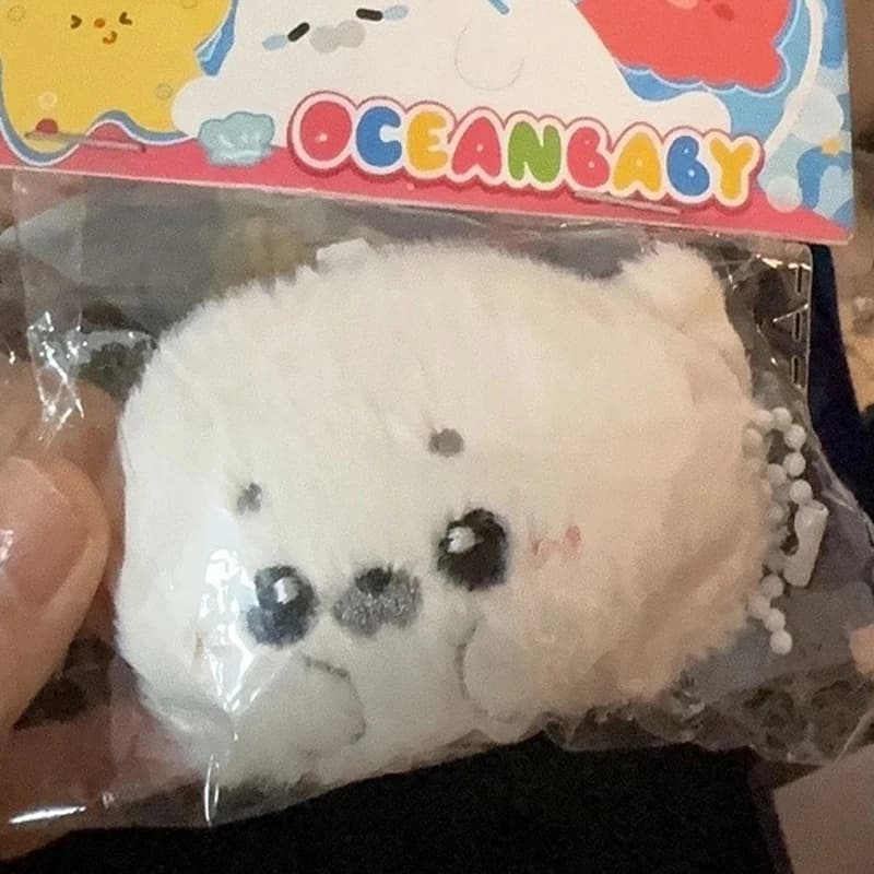 Portachiavi con Peluche a Forma di Foca, Ciondolo Animale Marino Imbottito, Accessorio Kawaii Morbido, Decorazione per Borsa, Regalo