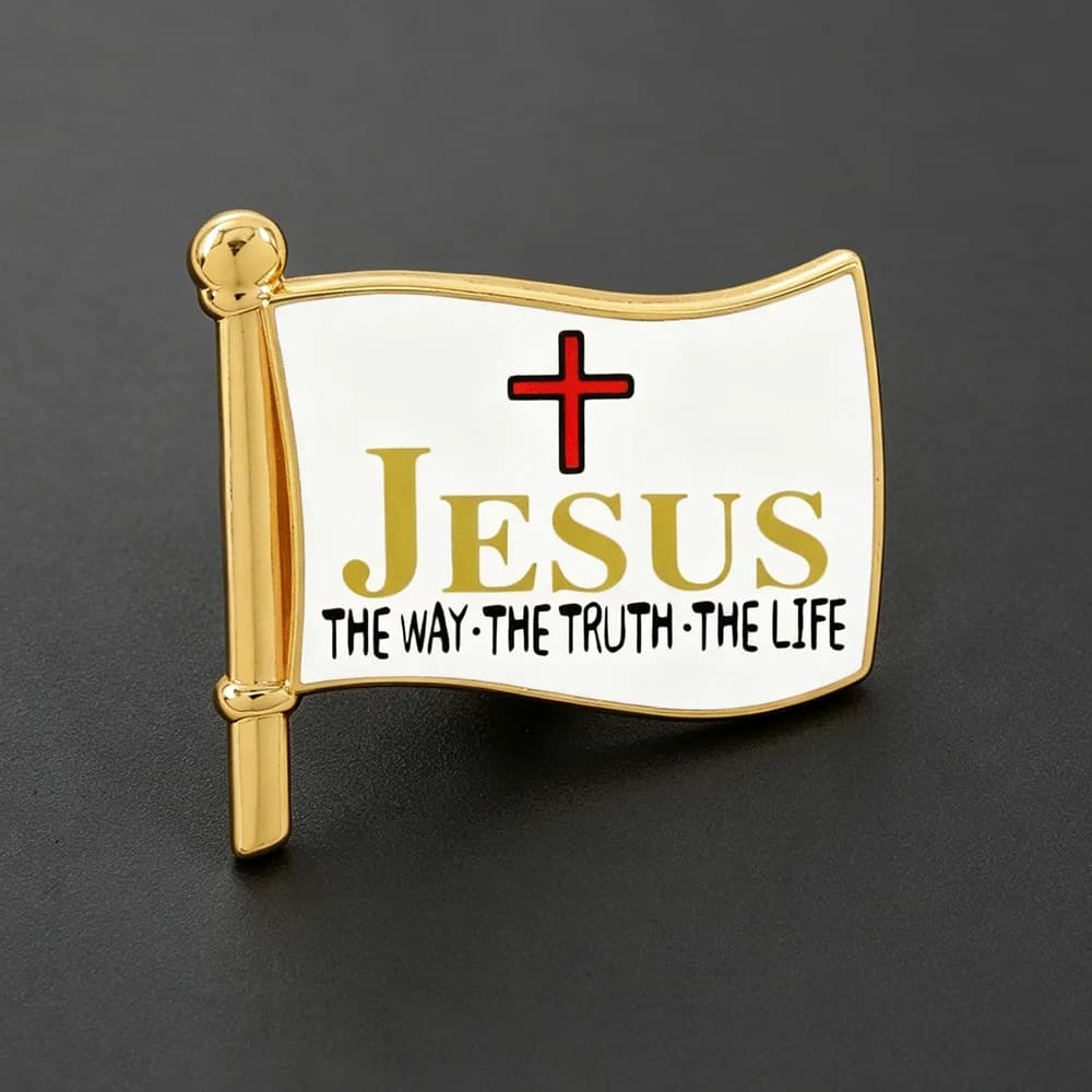 Christian Flag The Way The Truth The Life Enamel Pin Jesus Cross Lapel Brooch Religious Faith Inspired Badge For Backpack Clothe