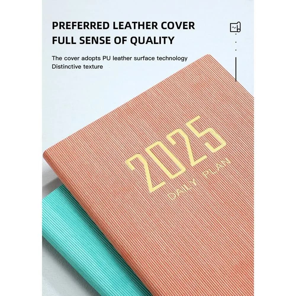 Agenda A5 2025 con Calendario, Lista delle Cose da Fare, Pianificatore Giornaliero, Settimanale e Mensile, Taccuino con Copertina in Pelle PU, in Inglese