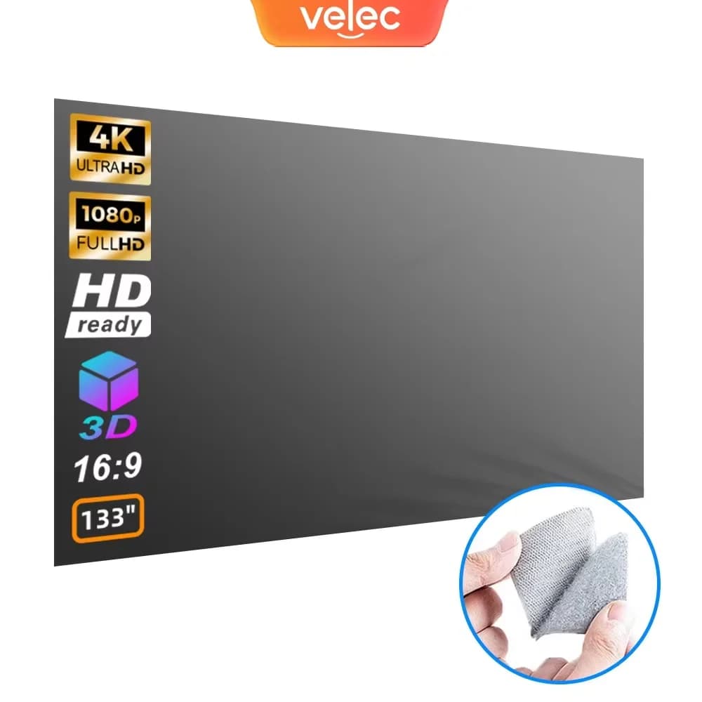 Schermo per Proiettore Universale 80/100/120 Pollici, Portatile e Pieghevole, Senza Pieghe, Montaggio Rapido per Accessori Cinema Domestico e all'Aperto
