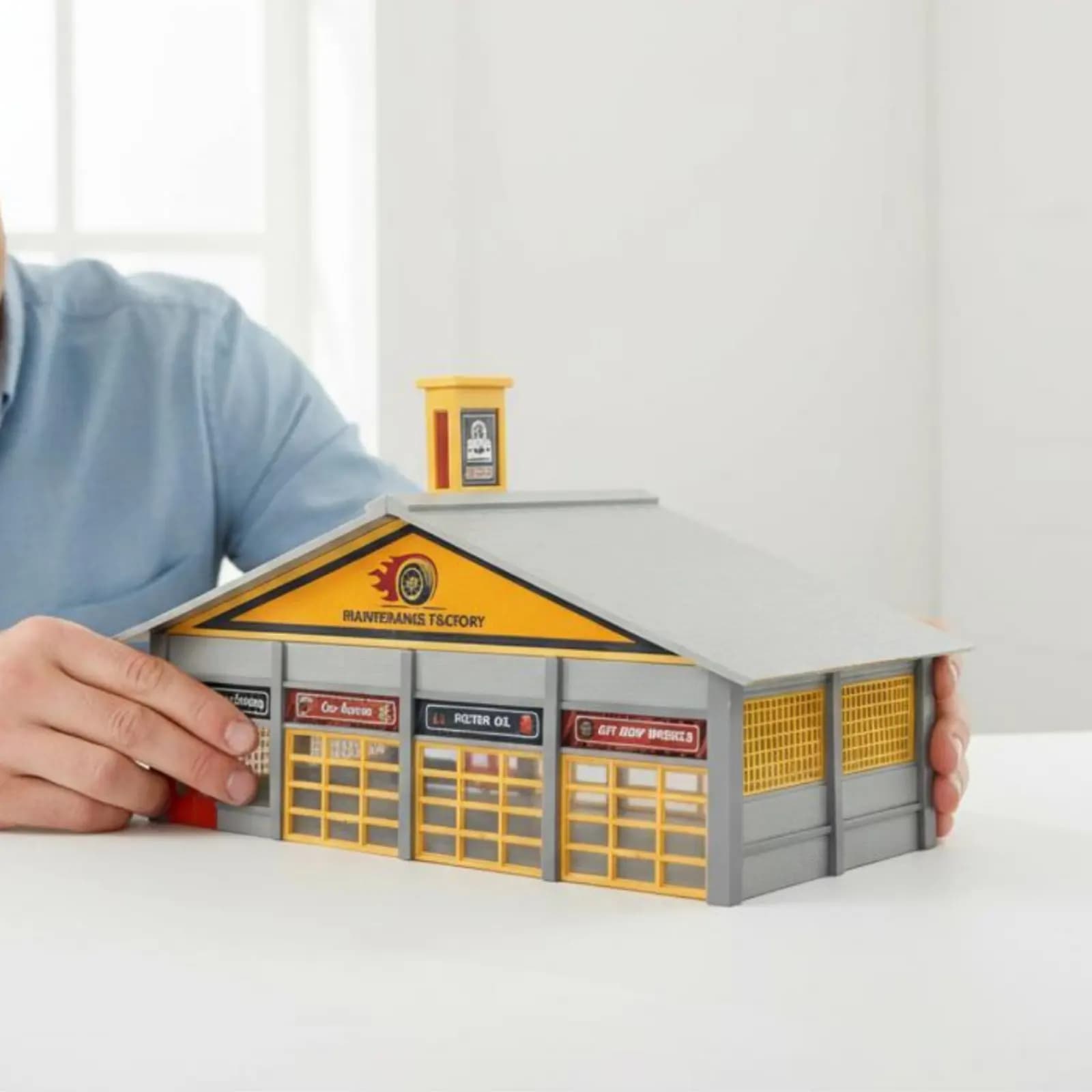 Kit di Costruzione in Miniatura di Officina Auto in Scala 1:87 con Caratteristiche Realistiche, Stazione di Riparazione Ferroviaria Richiede Assemblaggio