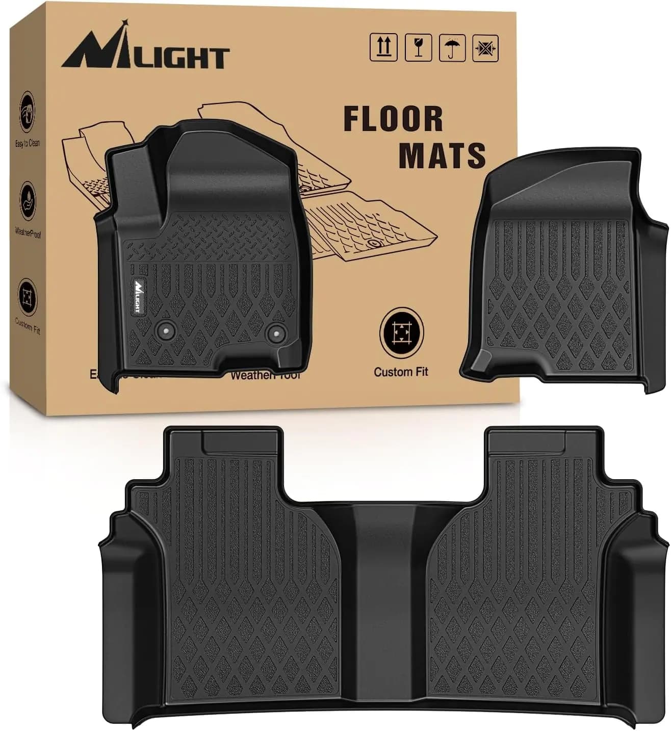 Nilight Floor Mats for Chevy Silverado GMC Sierra 1500 2019-2026, Silverado GMC Sierra 2500HD 3500HD Crew Cab 2020 2021 2022 2023 2024 2025 2026 All Weather Custom Fit Heavy Duty Floor Liners