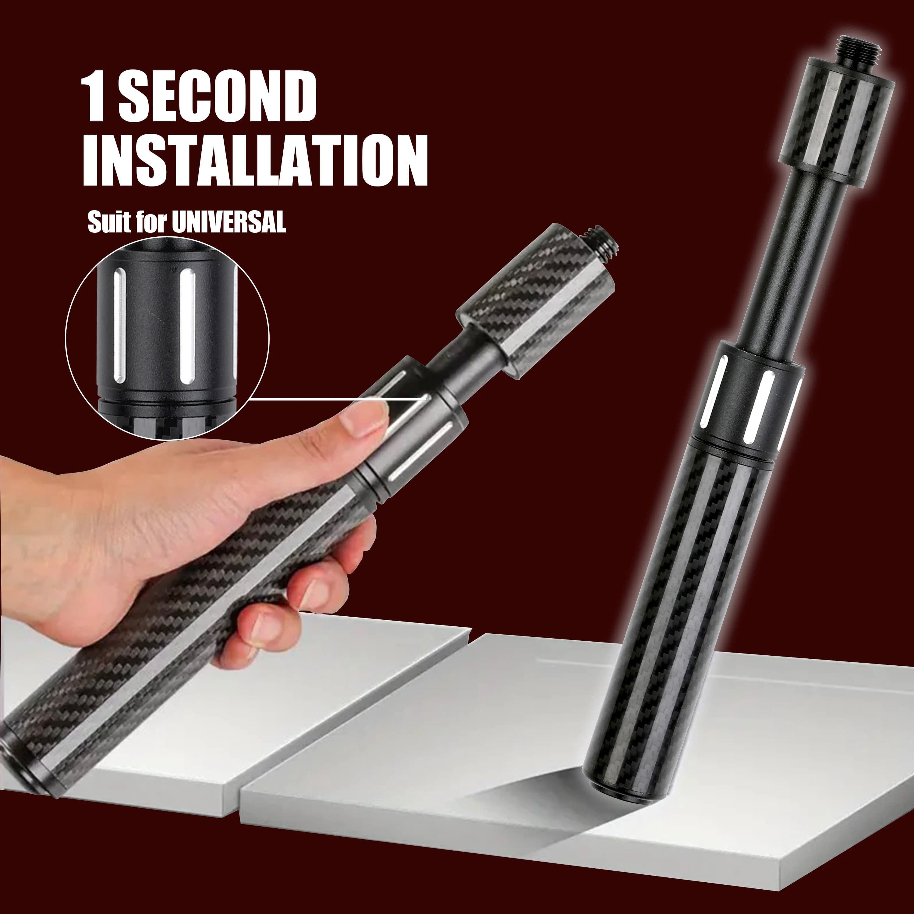 Per stecca da biliardo universale, prolunga per stecca telescopica in fibra di carbonio con perno per giunto proiettile - Accessorio per stecca da biliardo a 9 sfere serie Pro
