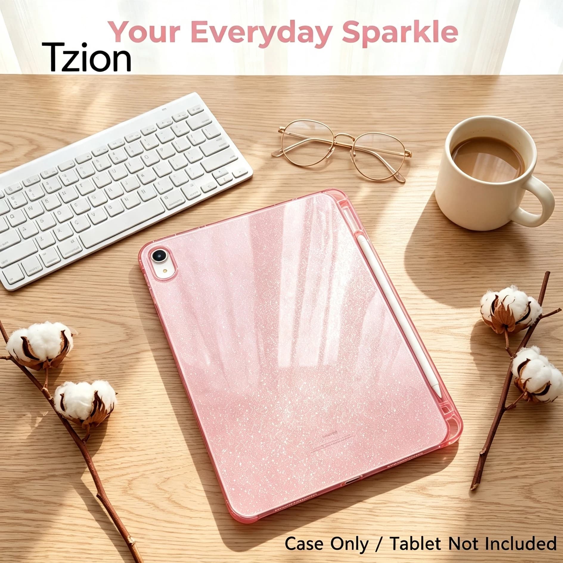 Case for iPad (A16) 11th Generation 11 Inch 2025/10th Generation 10.9 Inch 2022 Transparent Glitter Case with Pencil Slot