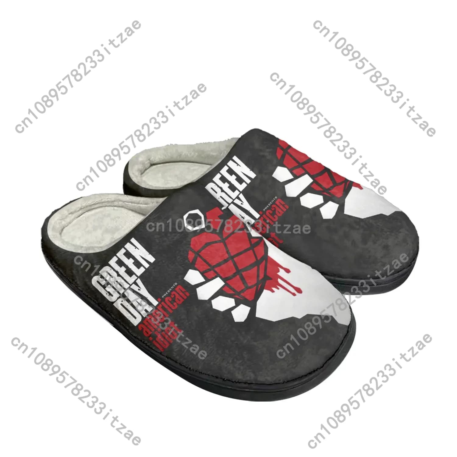 Green Day Pop Rock Band Pantofole personalizzate in cotone per la casa Sandali da donna per uomo Camera da letto in peluche Pantofola termica per scarpe casual per tenere al caldo