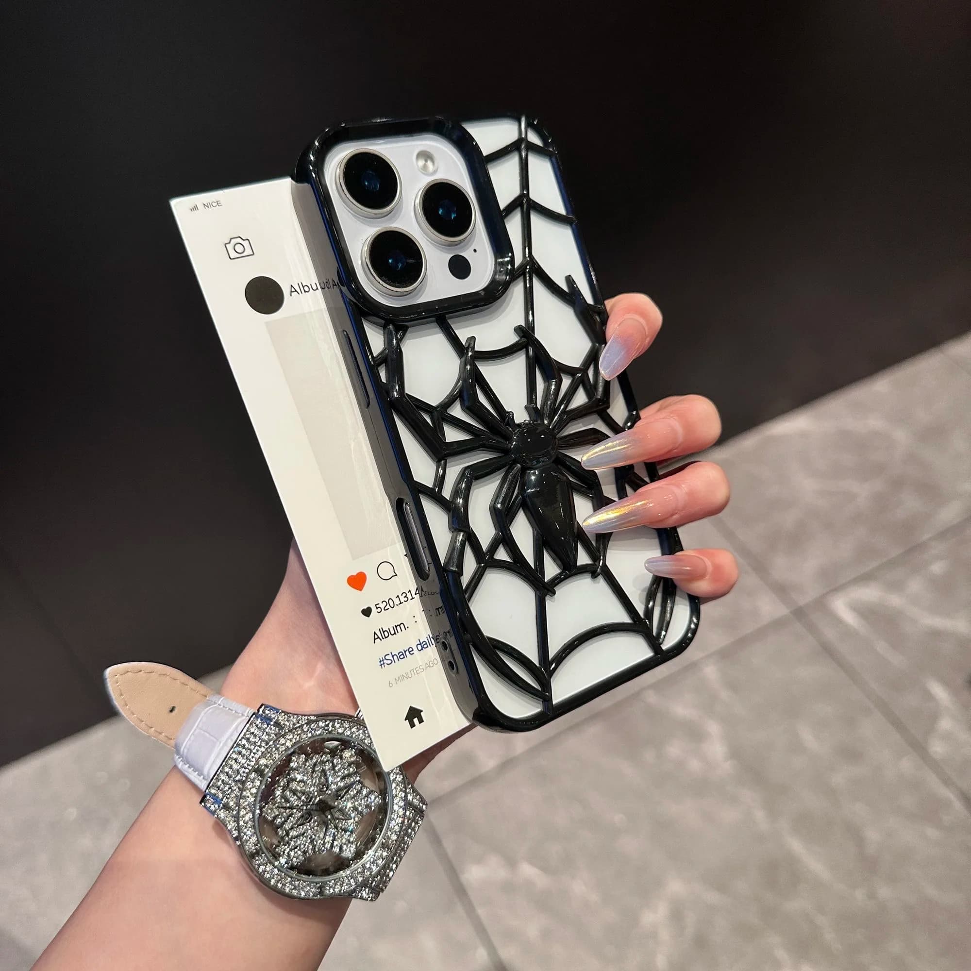 Three-dimensional hollow spider heat dissipation case is suitable for iPhone case