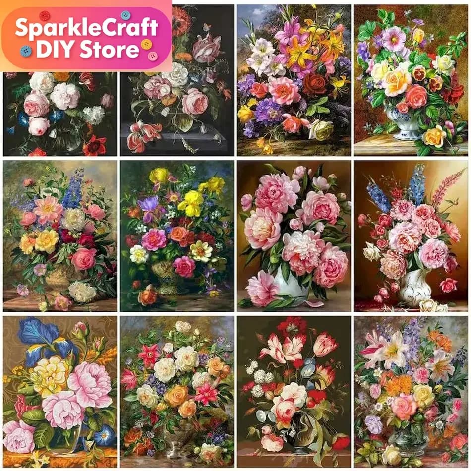 1pc frameless 5D Diamond Painting Flower Diamond Mosaic Kit Rhinestone Embroidery DIY Full Round Drill Cross Stitch Home Decor