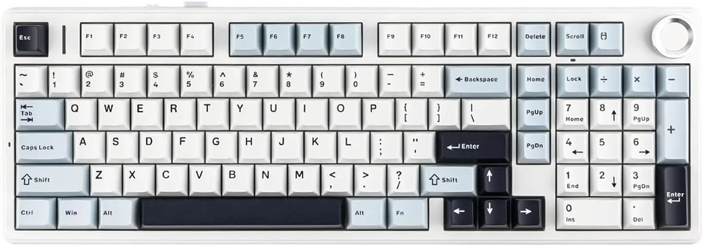 Tastiera Meccanica da Gaming Wireless F99 PRO 96%, Hot Swappable, Retroilluminazione RGB per Win/Mac (Bianco Blu)