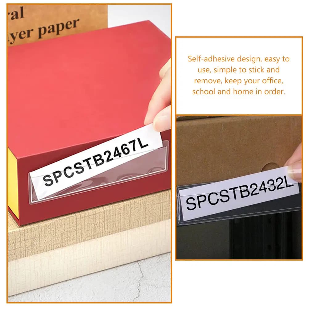 4 Fogli di Tasche Adesive per Etichette, Porta Carte in Plastica Trasparente Autoadesivi, Porta Indici per Scrivanie, Pareti, Lavagne, Ufficio