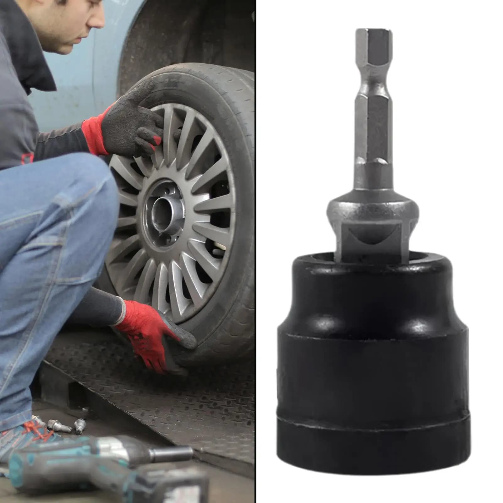 Adattatore per presa jack, attrezzo per cambio pneumatici, manutenzione veicoli, sollevamento, facile da usare, ideale per viaggi su strada.