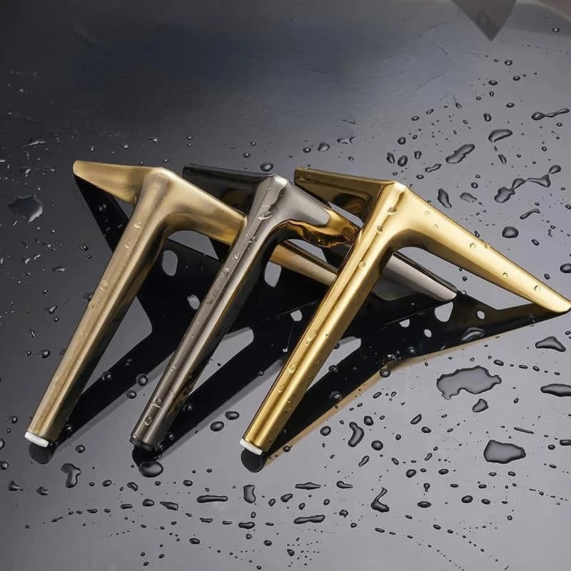 Gambe per divano in metallo nero e oro da 4 pezzi - Altezza 12/15/18/25 cm per mobile TV/letto/tavolino/scrivania/sgabello/sedia (uso multiuso)