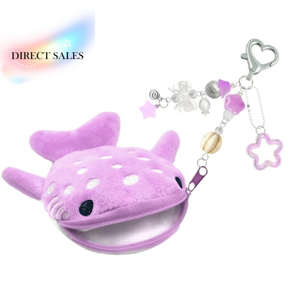 New Portable Whale Shark Coin Purse with Pendant Mini Size Wallet Cartoon Adorable Zipper Change Bag Cosplay