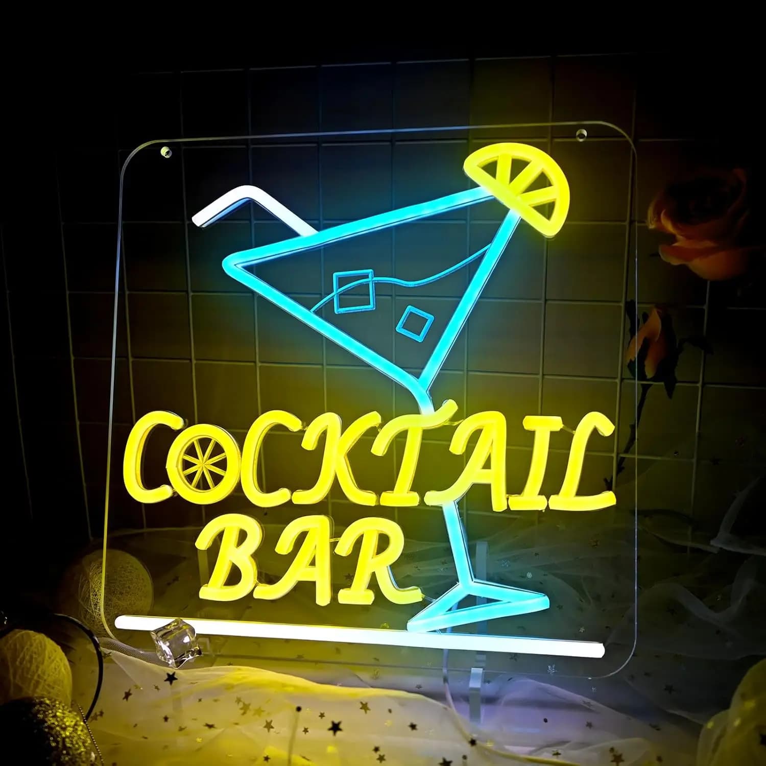 Insegna al Neon per Cocktail Bar, Decorazione per Feste di Compleanno, Luce LED al Neon Dimmerabile per Matrimoni, Casa, Bar, Ristorante, Bistrot, Lounge, Decorazione Murale