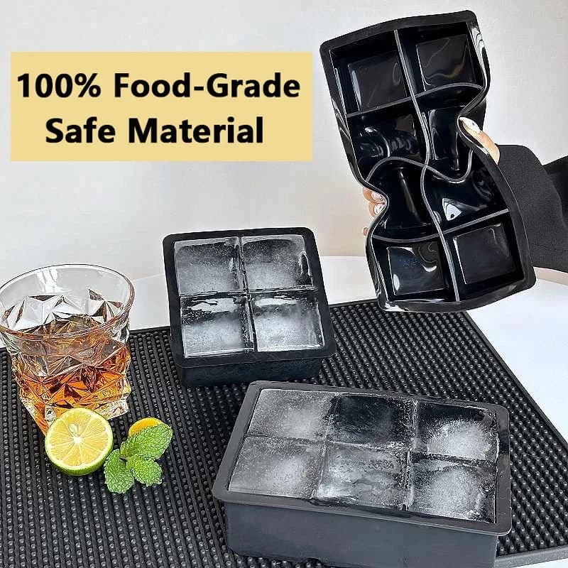 Vassoio per cubetti di ghiaccio Stampo per ghiaccio in silicone Stampo per cubetti di ghiaccio quadrato Vassoio per cubetti di ghiaccio grande Vassoio per cubetti di ghiaccio 4/6/8 Griglia per stampo per ghiaccio per cocktail whisky