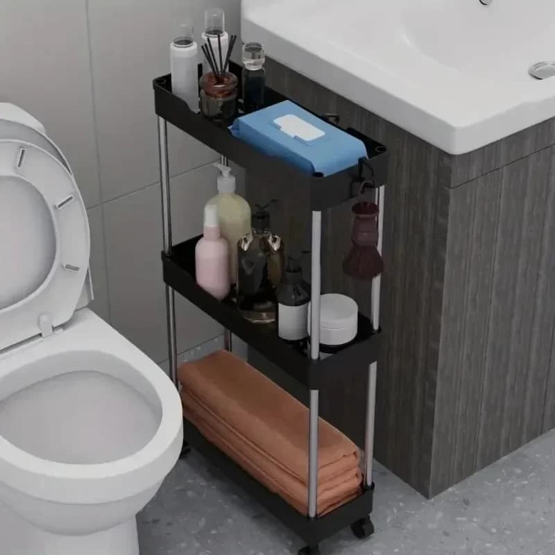Rollable Multi Layer Narrow Gap Storage Trolley Shelf Space Saving Organizer For Kitchen Bathroom Living Room Crevice