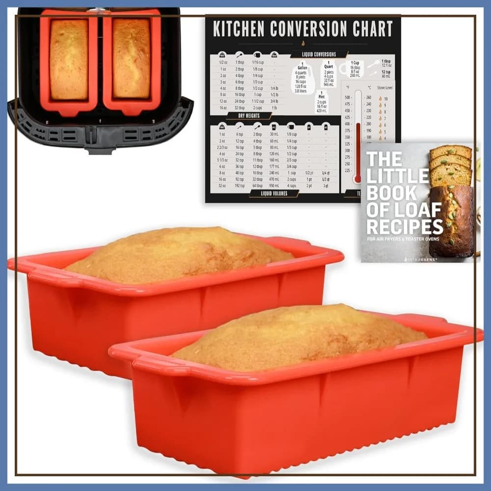 Stampi in Silicone Antiaderenti per Friggitrice ad Aria, Mini Teglia per Pane e Torte, Set da Forno per Meatloaf, Brownie, Mais, Compatibile con la Maggior Parte delle Friggitrici ad Aria