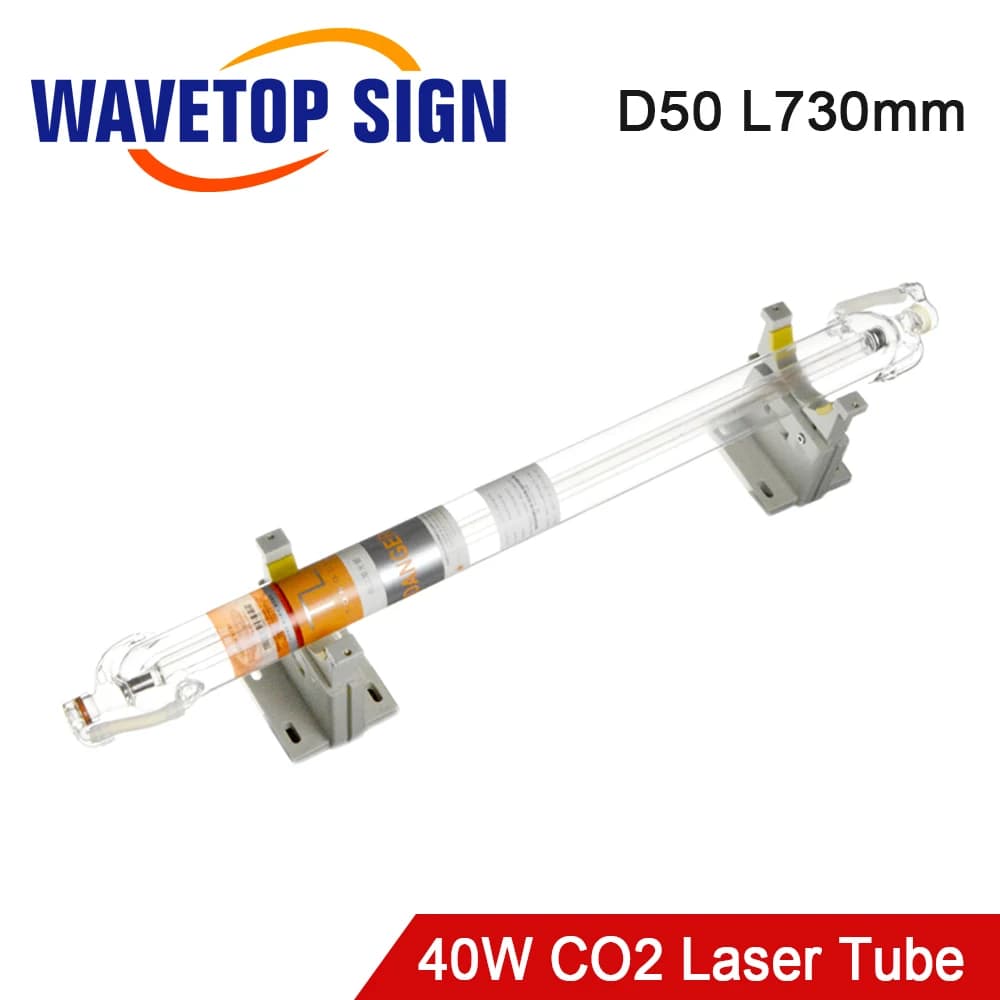 Tubo Laser CO2 WaveTopSign TongLi 40W, Lunghezza 730mm, Diametro Tubo 50mm per Macchine da Taglio e Incisione Laser CO2
