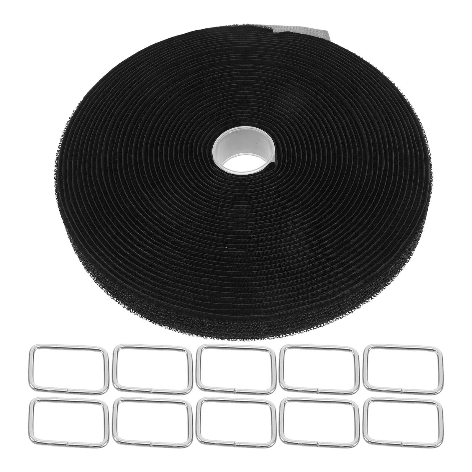 Set di 1 cinghia in nylon con gancio e anello, regolabile e riutilizzabile, per organizzare cavi, fasciare, stringere e fissare.