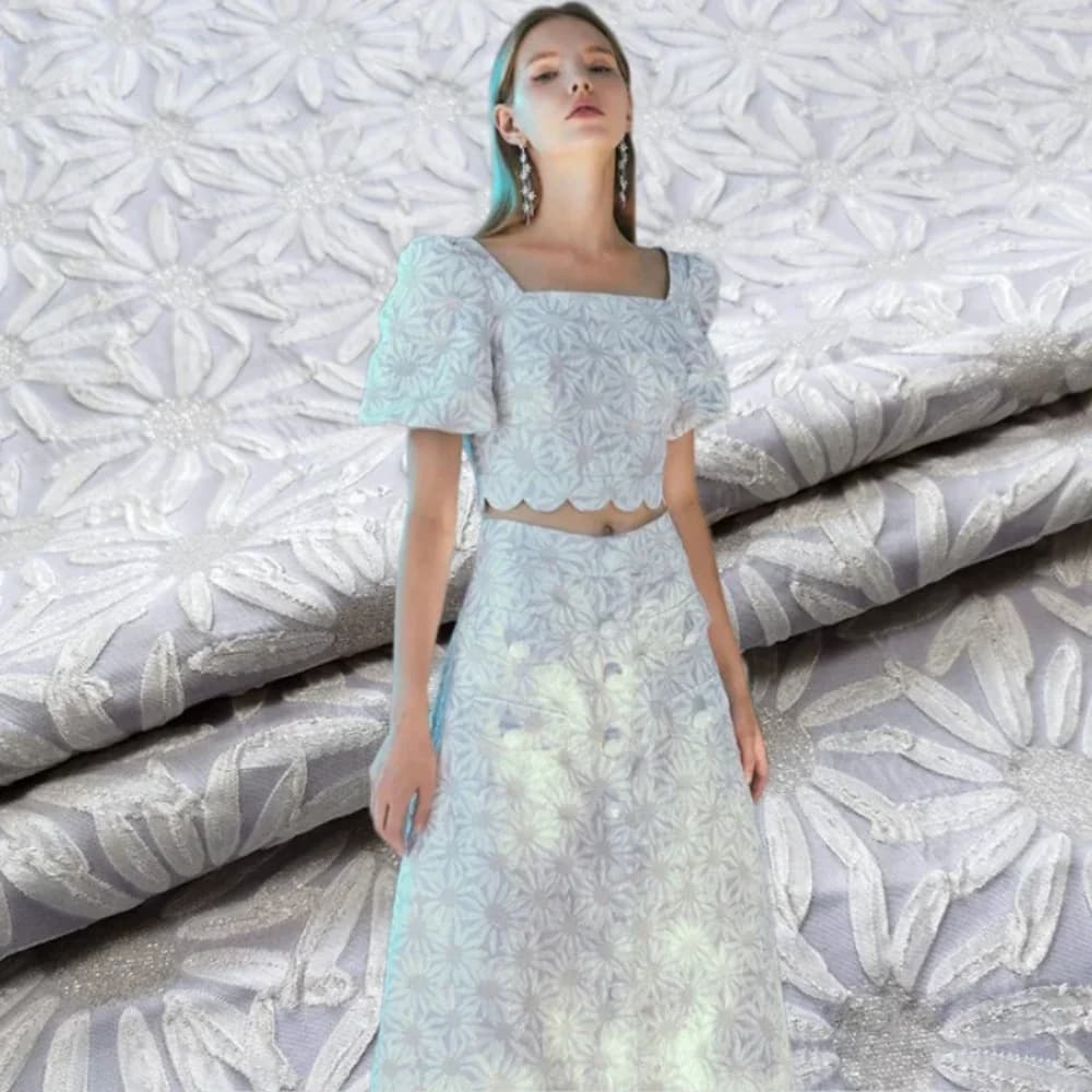 Yarn-dyed Jacquard Brocade Fabric Sunflower Dress Trench Coat Fashion Fabrics Brand Fashion Design Wholesale Cloth By The Meter